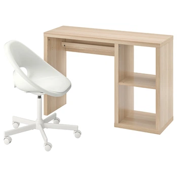 Письменный стол и стул, дуб белый/белый KALLAX/LOBERGET IKEA 195.550.09