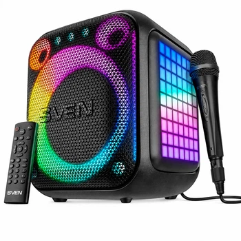 Портативная акустическая система SVEN PS-880, 110 Вт, Bluetooth, RGB-подсветка, караоке, Black