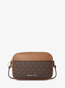 Сумка Jet Set Small Signature Logo Camera Crossbody з коричневим логотипом від Michael Kors