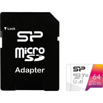 Карта памяти microSD 64Gb Silicon Power Elite Colorful class 10 UHS-I U1 A1 + SD адаптер (SP064GBSTXBV1V20SP)