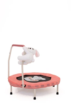 Комнатный детский батут Bunny Jump 90 см (розовый) с ручкой (Зайчик)