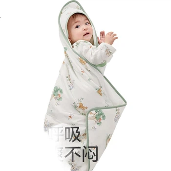 Пелюшка для новонароджених PurCotton Baby Swaddle, чиста бавовняна пелюшка для новонароджених, тонка ковдра для всіх сезонів, Leyou Mengjing, 90 см × 90 см
