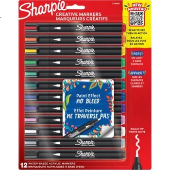 Акриловые маркеры Sharpie с твердым наконечником, акварельные ручки на водной основе, водостойкие, стойкие к выцветанию, светостойкие, для граффити, рисования от руки, творчества своими руками, набор из 12 акварельных ручек для эскизов и рисования.