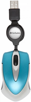 Mysz Verbatim Go Mini Optical Travel Mouse USB Blue-Silver (49022)