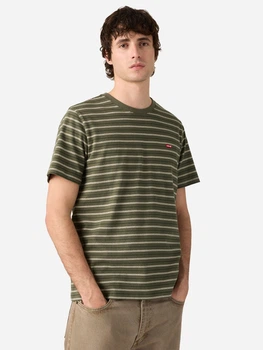 Футболка бавовняна довга чоловіча Levi`s Ss Original Hm Tee Max Stripe 56605-0314 L Хакі (5401235287443)