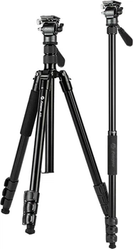 Штатив-монопод Fotopro A5i+MH-2A+SJ-85 с гидравлической головкой, регулируемый для беззеркальных цифровых камер и видеосъемки, цвет «перьевой серый».