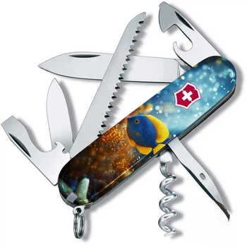 Нож Victorinox Camper Design Mat Gloss Mineral Blue/Yellow (1049-Vx13613.7_R2020pk)