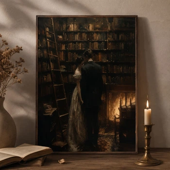 Постер «Library Romance» на холсте 30×40 см