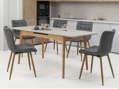 TM-89 стіл 140/180*80 см матова кераміка травертін + дуб TM Vetro Mebel