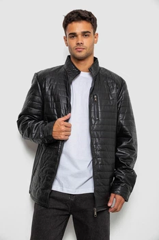 Куртка мужская однотонная экокожа черный 214R607-5 AGER M