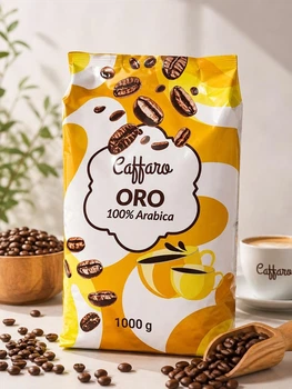 Кава в зернах Caffaro Oro 100% Arabica Каффаро Оро Арабіка Пакет 1000г