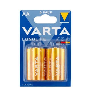 Батарейки алкалінові VARTA LONGLIFE LR06/AA 1,5 V, 6 шт.