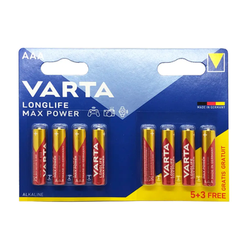 Батарейка алкалінова VARTA LONGLIFE MAX POWER (Червона) LR03/AAA, на блістері
