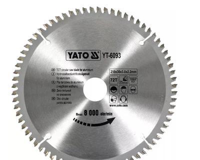 Диск пиляльний по алюмінію Yato 210х30х3,0x2,2мм 72 зубці (YT-6093)