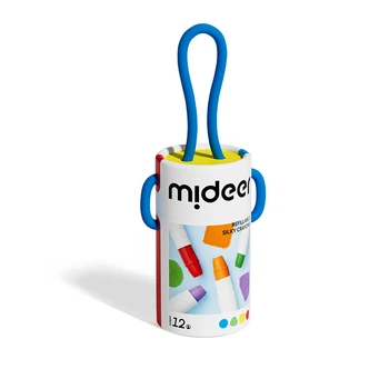 Детские шелковые гелевые карандаши Mideer «Refillable Silky Crayons» в тубусе с ручкой 12 цветов