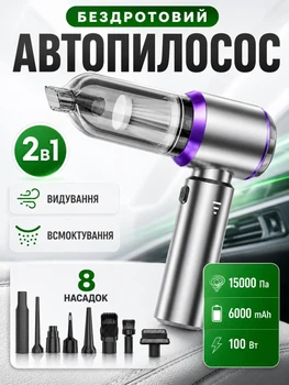 Автомобільний пилосос акумуляторний 6000 mAh бездротовий для авто (VACUUM-01)
