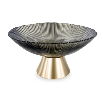 Фруктовница стеклянная "Gold & Grey" 15 см на золотой ножке Yiwu HP-34-117