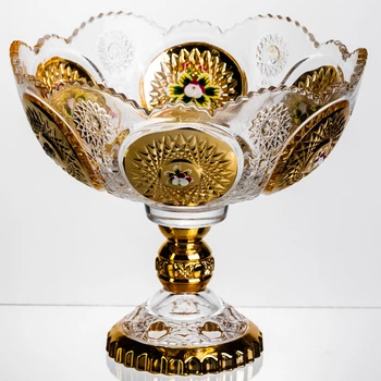 Ваза для фруктов Gold Glass стеклянная 22 см на ножке Yiwu HP-34-140