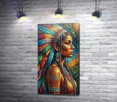 Картина Индианка из мозаики 56x100 см Модуль №1 (006333)