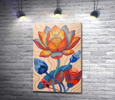 Картина Яркиий разноцветный цветок 87x130 см Модуль №1 (006318)