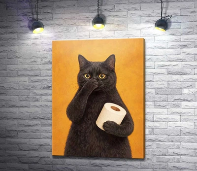 Картина Кот и туалетная бумага 45x60 см Модуль №1 (006295)