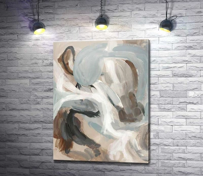 Картина Абстракция с кофейным и бледно-голубым 98x130 см Модуль №1 (006363)