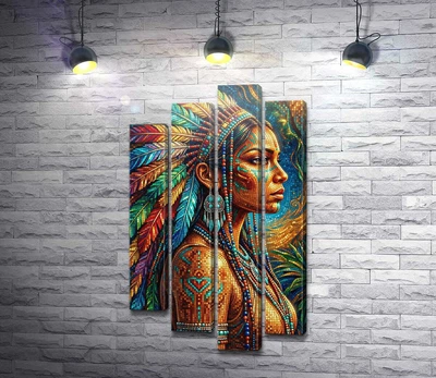 Модульная картина Индианка из мозаики 80x144 см Модуль №3 (006333)