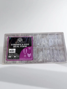 Global Fashion Sandwich Dual Nail Form Короткий овал — двосторонні форми «Сендвіч» для нарощування нігтів, 240 шт 15 розмірів