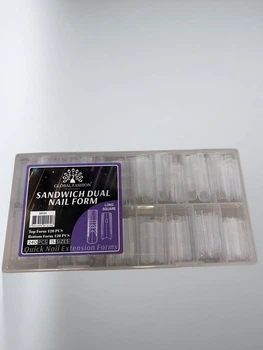 Global Fashion Sandwich Dual Nail Form Довгий квадрат — двосторонні форми «Сендвіч» для нарощування нігтів, 240 шт 15 розмірів