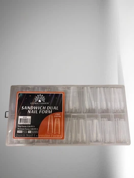 Global Fashion Sandwich Dual Nail Form Довга балерина — двосторонні форми «Сендвіч» для нарощування нігтів, 240 шт 15 розмірів