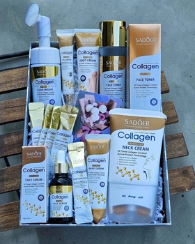 Набор косметики для ухода SADOER Collagen 8 в 1 (тонер, мусс, сыворотка, маска, крема для шеи, рук, ног, кожи вокруг глаз)