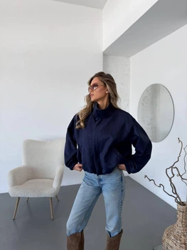 Бомбер женский стильный с подкладкой синий 42-44 р1559.7122