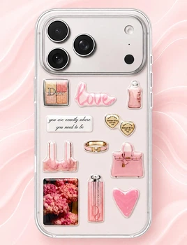 Объёмные 3D наклейки PINK LOVE Набор 11 шт Stiker Pack стикеры на телефон ноутбук смартфон планшет iPhone Samsung Xiaomi Pixel Huawei