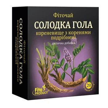 Фіточай "Солодка гола кореневище з коренями подрібнені" 20 ф/п FitoProduct,, дієтична добавка