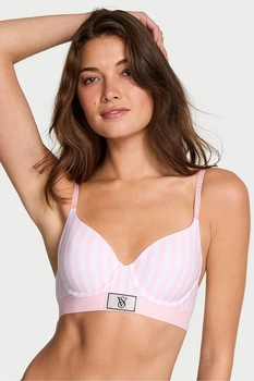 Бюстгальтер с уплотнённой чашкой Victoria's Secret 85C Белый/Розовый (154892)