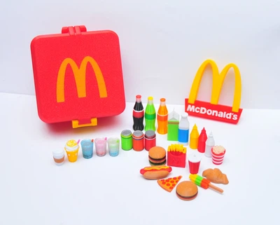 Набор мини продуктов McDonald's коробочка фаст фуд макдональдс гамбургер + эмблема для кукол MacDonald Mac big Mac cola