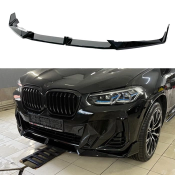 Юбка переднего бампера M-Performance LCI для BMW X3 G01 / X4 G02 2022-2024 ABS пластик, черный глянец для BMW X3 G01 2018-2024 (9611)