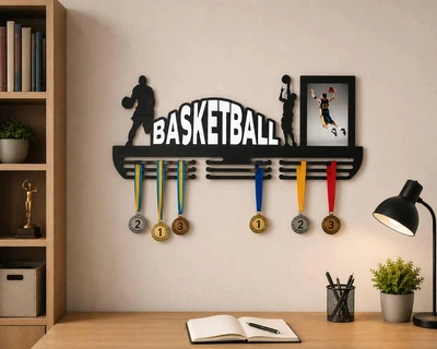 Медальниця з дерева Basketball 25х50 см