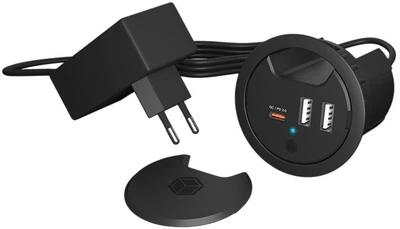 Зарядная станция ICY BOX IB-HUB1407 In-Desk 3-Port 27W PD 3.0 Черная (4250078173670)