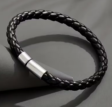 Браслет Retro Braided для чоловіків з екошкіри Чорний 1 шт.