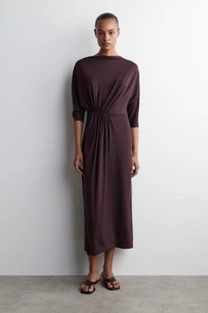 Сукня жіноча COS gathered-waist draped midi dress 1292719002 M Бордовий