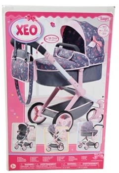 Візок для ляльок Bayer Pram Xeo 17004AA із сумкою Рожево-сірий (4003336170047)
