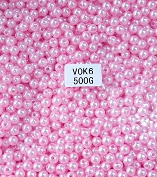 Перли рожеві намистини 6 мм 500 г (Pink-500/6)