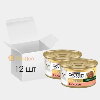Влажный корм для кошек Gourmet Gold Сочное Наслаждение с лососем, 12 шт. по 85 г