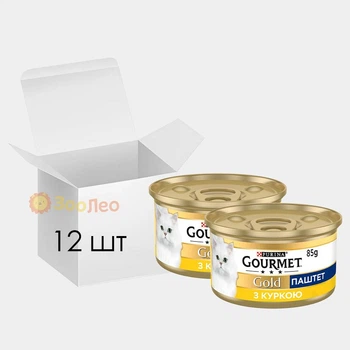 Влажный корм для котов Gourmet Gold, паштет с курицей, 12 шт. по 85 г