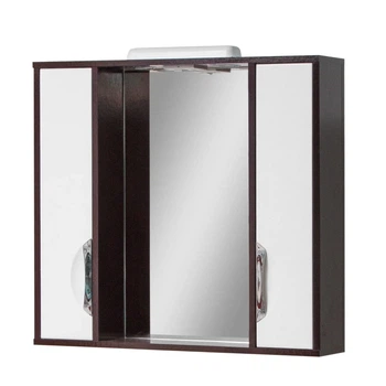 Зеркальный шкаф в ванную Van Mebles Венге 750x800 с подсветкой, прямоугольный
