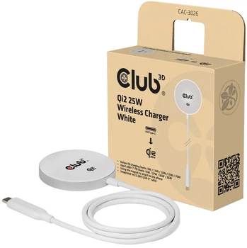 Бездротовий зарядний пристрій Club 3D CAC-3026 Qi2 25W Magnetic Wireless Charger Білий