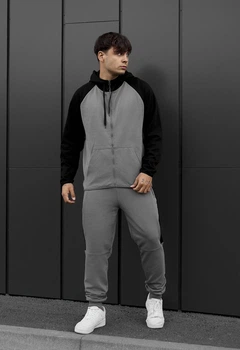 Спортивный костюм мужской Стафф черный серый двухцветный Staff evi black & gray S (402653)