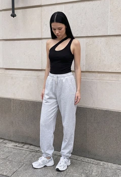 Женские спортивные штаны стаф светло-серые с логотипом Staff yo light gray logo M (402600)