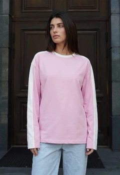 Лонгслив женский стаф розовый белый оверсайз Staff if pink & white oversize M (402606)